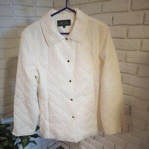 Me-Jay Ladies Size Medium Ivory Lightweight Fully Lined Quilted Jacket